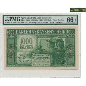Kowno, 1.000 Mark 1918 - A - 6 digit serial - PMG 66 EPQ
