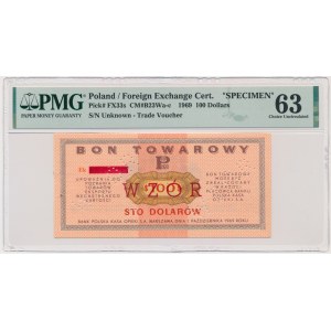 Pewex, $100 1969 - MODEL - Ek - PMG 63