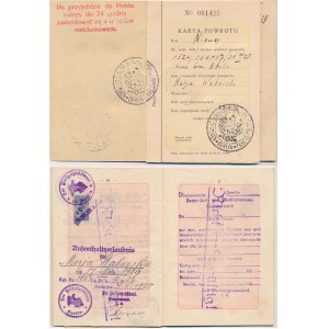 Zestaw, paszport 1929 oraz przepustka graniczna