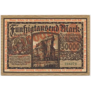 Gdańsk, 1 milion marek 1923 - czerwony nadruk -