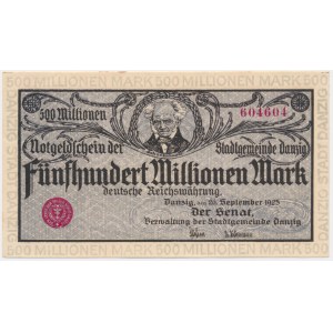 Danzig, 500 million Mark 1923 - gray purple print -