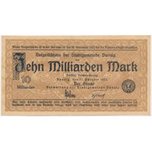Danzig, 10 Milliarden Mark 1923 - znw. Quadrate -