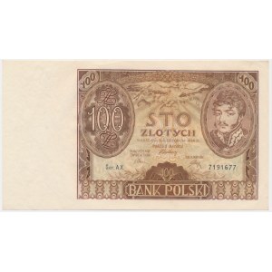 100 gold 1934 - Ser. AX. - ln. dashes at bottom -.