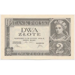 2 Zloty 1936 - ohne Serie und Unterdruck -
