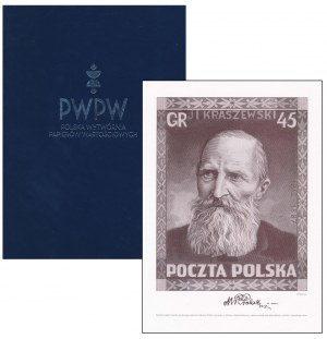PWPW, reprint projektu znaczka J. I. Kraszewski w etui
