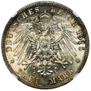 Germany, Brunswick-Lüneburg, Ernst August von Hannover, 3 Mark Berlin 1915 A - NGC MS63