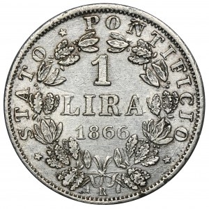 Państwo Kościelne, Watykan, Grzegorz XVI, 1 Lira Rzym 1866 R
