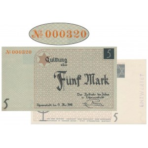 5 Mark 1940 - 000320- orange serial number - cardboard paper - ENTWERTET