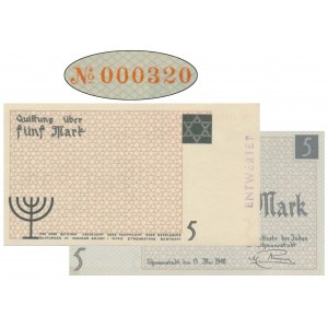 5 Mark 1940 - 000320- orange serial number - cardboard paper - ENTWERTET