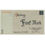 5 Mark 1940 - 000320- orange serial number - cardboard paper - ENTWERTET