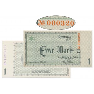 1 Mark 1940 - 000320 - OHNE Reihe - num. 6 Ziffern - ENTWERTET
