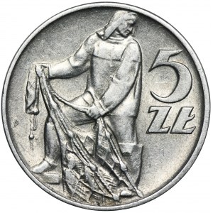 5 złotych 1958 Rybak - wąska ósemka