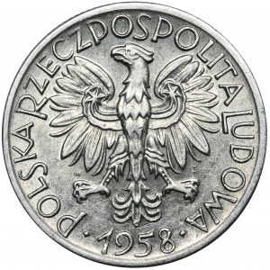 5 złotych 1958 Rybak - wąska ósemka