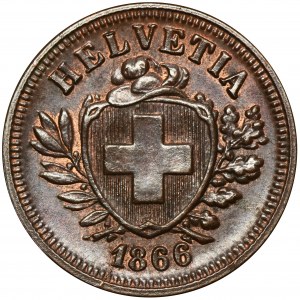 Schweiz, 1 Rappen Bern 1866 B - RARE