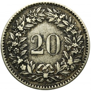 Schweiz, 20 Rappen Bern 1850 B - RARE