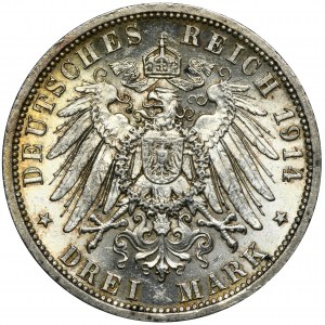 Germany, Kingdom of Prussia, Wilhelm II, 3 Mark Berlin 1914