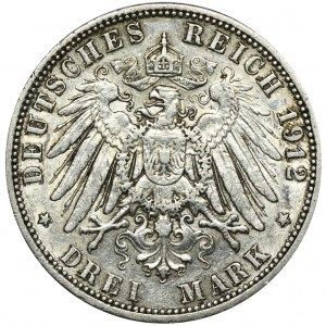 Deutschland, Hamburg, 3 Mark 1912 J