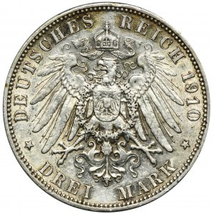 Germany, Saxony, Friedrich August III, 3 Mark Muldenhütten 1910 E