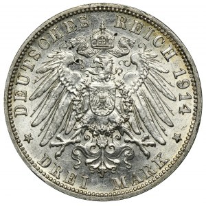 Germany, Bavaria, Ludwig III, 3 Mark Munich 1914 D