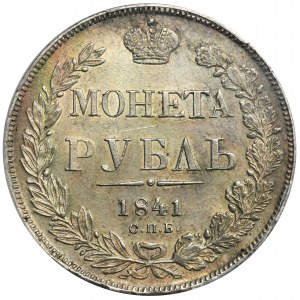 Russia, Nicholas I, Roubel Petersburg 1841 СПБ НГ - PCGS AU58