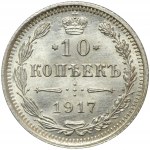 Russland, Nikolaus II, 10 Kopiejek St. Petersburg 1917 v. Chr. - RARE