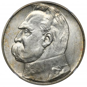 Piłsudski, 10 złotych 1937 - NGC MS61