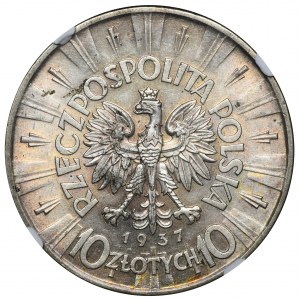 Piłsudski, 10 złotych 1937 - NGC MS61