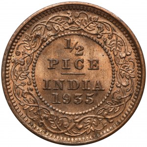 India, British India, George V, 1/2 Pice Kolkata 1935