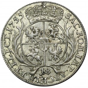 Augustus III of Poland, 1/4 Thaler Leipzig 1755 EC