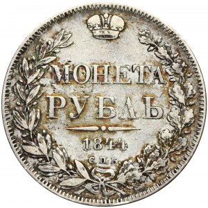 Rosja, Mikołaj I, Rubel Petersburg 1844 СПБ KБ