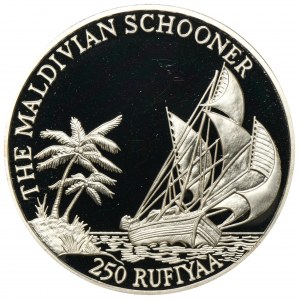 Malediwy, 250 Rupii 1410 (1990) Malediwski szkuner