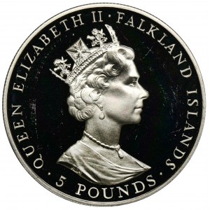 Falkland Islands, 5 Pounds 1992 400th anniversary of the Falkland Islands discovery