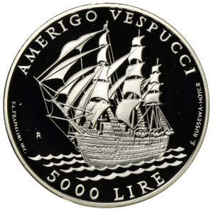 San Marino, 5.000 Lirów 1995 Żaglowiec 