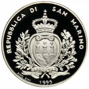 San Marino, 5.000 Lirów 1995 Żaglowiec Amerigo Vespucci