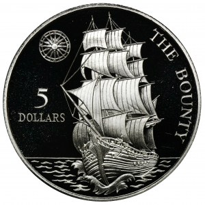 Niue, 5 Dolarów 1992 Żaglowiec Bounty