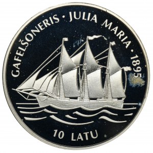Latvia, 10 Latu 1995 History of sailing - the sailing ship 'Julia Maria'