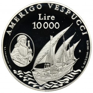 San Marino, 10.000 Lirów 1995 Żaglowiec Amerigo Vespucci