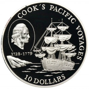 Niue, 10 Dollars 1992 Cook's Pacific voyages