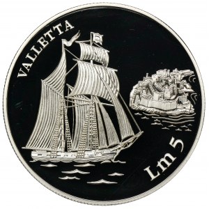 Malta, 5 Lira 1994 Segelschiff Valletta