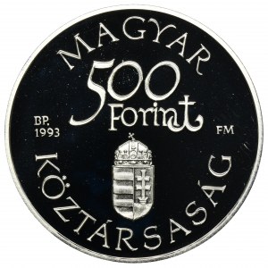 Węgry, 500 Forintów 1993 Stare statki Dunaju - Árpád
