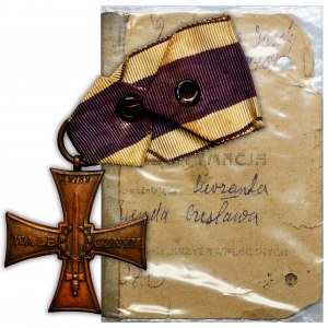 Krzyż Walecznych 1920, oryginalna wstążka, z legitymacją