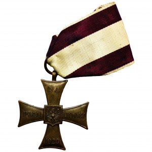 Krzyż Walecznych 1920 Palestyna, oryginalna wstążka, z legitymacją