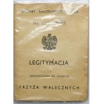 Krzyż Walecznych 1920 Palestyna, oryginalna wstążka, z legitymacją