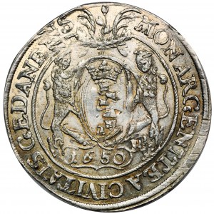 Johannes II. Kasimir, Thaler Danzig 1650 GR - SEHR RAR und SCHÖN, Büste von 1649