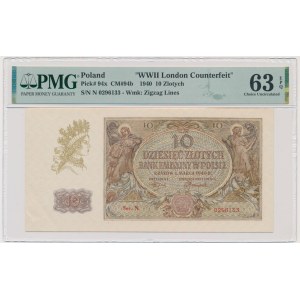 10 złotych 1940 - N. - London Counterfeit - PMG 63 EPQ