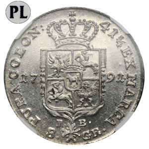 Poniatowski, 8 Groschen 1791 EB - NGC MS64 PROOF LIKE