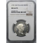 Poniatowski, Dwuzłotówka 1791 EB - NGC MS64 PROOF LIKE - JAK LUSTRZANKA