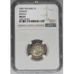 Jan II Kazimierz, Szeląg Gdansk 1657 PROBENBEMPFT - NGC MS65 - SEHR Selten