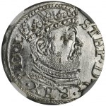 Stefan Batory, Trojak Riga 1586 - NGC MS66, großer Kopf