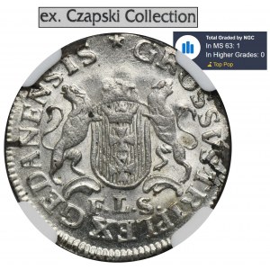 Poniatowski, Trojak Gdansk 1766 FLS - NGC MS63 - ex. Sammlung Czapski